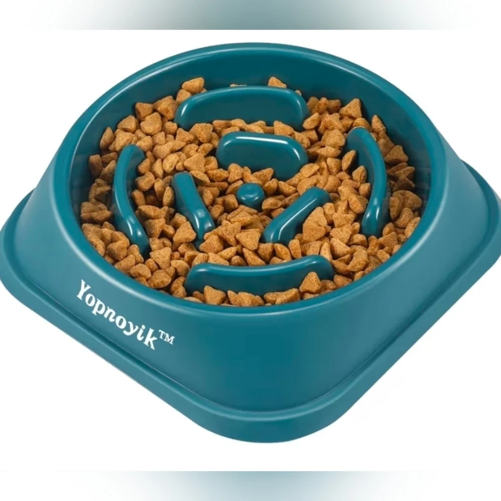 Yopnoyik Teal Large Slow Feeder Dog Bowl EUC